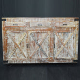 Metal Factory Industrial Sideboard on Wheels Whitewash